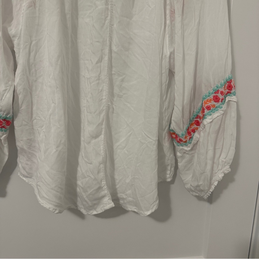Hatley Embroidered White Long Sleeve Modal Tunic Size Small - Picture 12 of 15